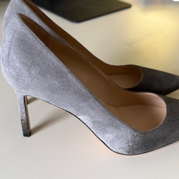 Manolo Blahnik / BB 105 grey ombre ombré suede point toe pumps  heels 37.5 - Picture 9 of 10